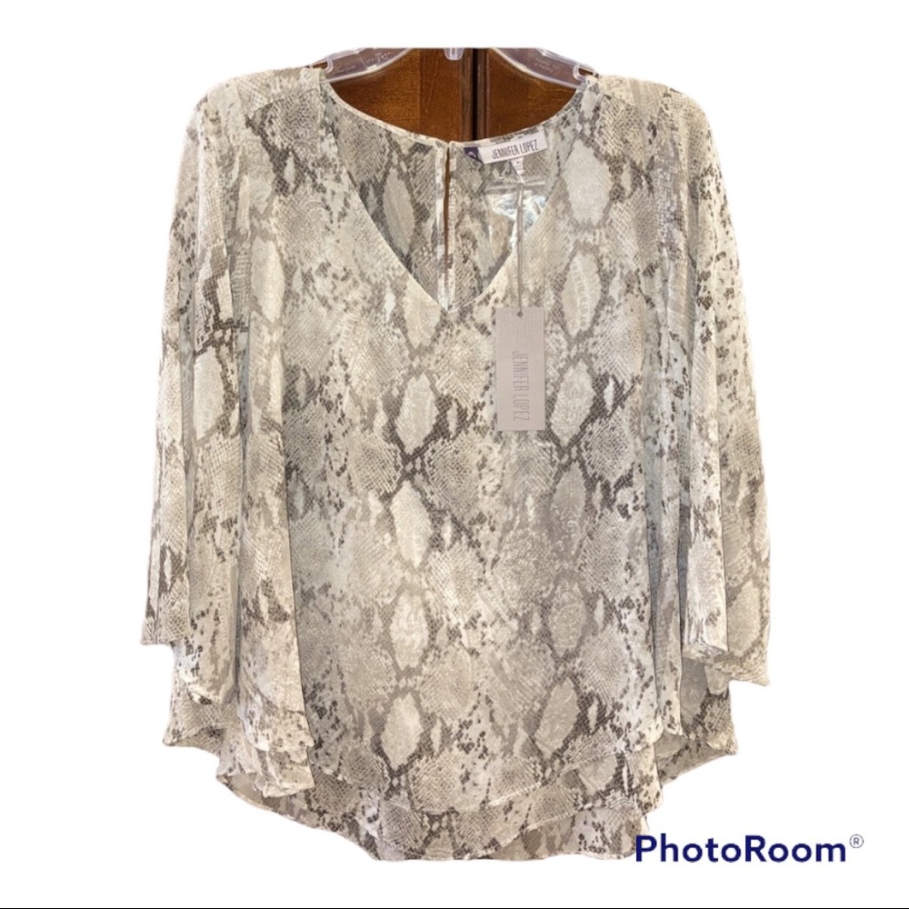 NWT Jennifer Lopez Pisa Python Snake Print Tiered Blouse